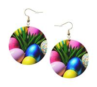 Colorful Easter Eggs Leather Round Earrings Color Valentine'S Day Festival Activities Fashion Women'S