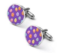 Colorful Easter Eggs Men's Alloy Cufflinks Classic Cuff Link Fashion Shirt Accessories for Business Party Wedding 2.0cm