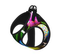 Colorful Easter Eggs Print Pet Leash Vest Soft Adjustable Step in Puppy Vest Outdoor Walking with Leash