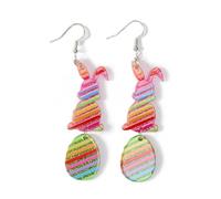 Colorful Easter Eggs Rabbit Dangle Earrings for Women Cute Acrylic Bunny Flower Drop Earring Fashion Easter Spring Party Jewelry Gifts, S, Acrylic, No Gemstone