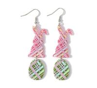 Colorful Easter Eggs Rabbit Dangle Earrings for Women Cute Acrylic Bunny Flower Drop Earring Fashion Easter Spring Party Jewelry Gifts, S, Acrylic, No Gemstone