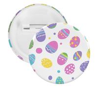 Colorful Easter Eggs Round Tinplate Brooches Colorful Fashion Button Pins Badge for Backpacks Shirts Scarf