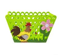 Colorful Easter Felt Storage Baskets Featuring Cute Bunny and Chicken Motifs for Various Occasions (green)
