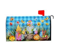 Colorful Easter Gnome & Eggs Magnetic Spring Mailbox Cover, 18x21 Inch Decorative Mail Box Cover for Outdoor, Easy Magnetic Installation, Holiday Home Decor