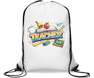 Colorful Education and Learning Illustration Gym Sack Casual Drawstring Bag White