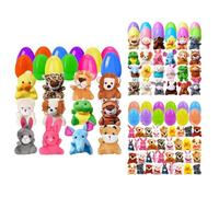 Colorful Egg Fillers - Plush Toys for Easter | Shell with Soft Animal Plush, Basket Hunt Game Surprise, Goodie Bag Stuffer, Party Favor Decoration, Fun Holiday Gift