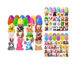 Colorful Egg Fillers - Plush Toys for Easter | Shell with Soft Animal Plush, Basket Hunt Game Surprise, Goodie Bag Stuffer, Party Favor Decoration, Fun Holiday Gift