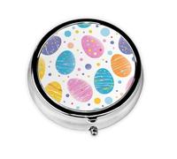 Colorful Eggs Dot Small Pill Box 3 Compartment Portable Pill Box for Purse Pocket Easter Mini Medicine Organiser for Daily Vitamin Fish Oil Storage