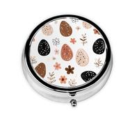 Colorful Eggs Leaves Small Pill Box 3 Compartment Portable Pill Box for Purse Pocket Easter Mini Medicine Organiser for Daily Vitamin Fish Oil Storage
