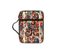 Colorful-Egypt-Gods Bible Cover Case with Handle, Water-Resistant Oxford Fabric Bible Bag Organizer with Zipper Pockets for Church