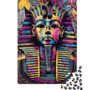 Colorful Egyptian Pharaoh Mask Art Print Jigsaw Puzzles Puzzles for Adults Kids. 1000 Piece Impossible Challenge Toy Educational Game Home Decoration for Adults& Kids Age 14 Years Up 38x26cm/1000pcs