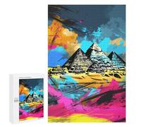 Colorful Egyptian Pyramids Art Print - Displayable Picture Puzzle, 1000 PCS, Festive Gift for Adults - with A Decorative Finish
