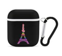 Colorful Eiffel Tower of Paris in France Rose Earphone Case Cover Compatible with AirPods 1&2 Shockproof Bluetooth Headset Case White-style