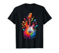 Colorful Electric Guitar Tie Dye Splash Cool Guitar Pick T-Shirt