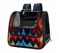 Colorful Electrocardiogram Heart Beat Pattern Cat Carrier Backpack - Lightweight Pet Travel Bag for Kitties, Small Dogs & Puppies | Airline-Approved, Anti-Escape Design