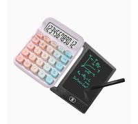 Colorful Electronic Calculator with 4.4 Inch LCD Erasable Writing Tablet, 12 Digit Large LCD Display and Big Round Buttons Candy-Colored Desktop Calculator for Office,School,Home,Business