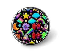 Colorful Element Pattern Lapel Pin Cute Metal Brooch Pin Fashionable Round Badge for Shirts, Hats, Jackets Unique Fashion Accessories Gift for Men & Women