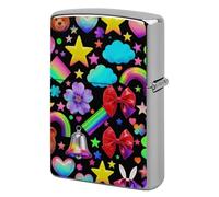 Colorful Element Pattern Lighter Case Classic Pocket Lighter Cover Windproof Flip-Top Metal Lighters Sleeve Double-Sided Lighters Covers for Men Women