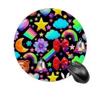 Colorful Element Pattern Round Mouse Pads Non-Slip Rubber Base Mouse Mat Cute Mousepad Funny Computer Desk Accessories for Office Home Gaming Work 7.8 X7.8 Inch