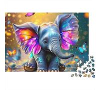 Colorful Elephant 1000 Piece Jigsaw Puzzle Paper for Adults Dream Butterfly Forest Jigsaw Puzzle for Family Decor Relaxation Gift 38x26cm/1000pcs