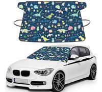 Colorful Elephant and Lea Printed Winter Car Protector, Waterproof Coated Snow Shield, Secure Mirror Strap Auto Cover