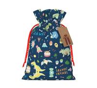 Colorful Elephant And Lea Printing Practical Christmas Bag With Drawstring,4.7x6.9 Inch For Christmas Halloween