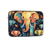 Colorful Elephant and Leaf Print Laptop Case 13 inch Shockproof Protective Notebook Bag Water Resistant Laptop Sleeve