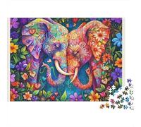 Colorful Elephant Art Jigsaw 1000 Pieces Challenge Toy for Adults, Impossible Jigsaw Puzzles 1000 Pieces Educational Game 70x50cm/1000pcs