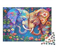 Colorful Elephant Art Jigsaw Puzzles 1000 Piece Challenge Toy for Adults, Impossible Jigsaw Puzzles 1000 Pieces Educational Games Home Decoration 70x50cm/1000pcs