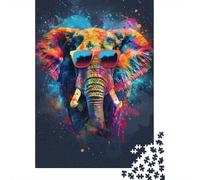Colorful Elephant Art Print-12 Puzzle for Adults 1000 Pieces, Elephant Themed Jigsaw Puzzle, Gift for Quiet Evenings, 38x26cm/1000pcs