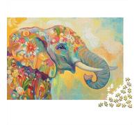 Colorful Elephant Art Puzzles 1000 Piece Challenge Toy for Adults, Impossible Jigsaw Puzzle 1000 Piece Educational Game for Adults Or Families 38x26cm/1000pcs