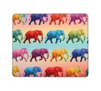 Colorful Elephant Computer Mouse Pad Non-Slip Rubber Base Square Mouse Mat for Office Computer Mousepad 7.9 X 9.5 in