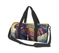 Colorful Elephant Duffle Bag for Women Men Personal Item Travel Bags Canvas Weekender Overnight Bag Lightweight Sports Tote Gym Bags Carry On Luggage Bag, Black, One Size