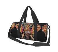 Colorful Elephant Duffle Bag With Shoes Compartment And Adjustable Strap,Foldable Travel Duffel Bags For Men Women,Waterproof Duffel Bags, Black, One Size