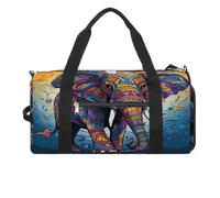 Colorful Elephant Gym Bag,Waterproof Travel Duffle Bag with Shoe Wet Compartment Tactical Backpack Large Capacity Weekender Overnight Bags for Sports Fitness