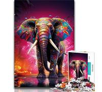 Colorful Elephant JigsawPuzzle 1000 Pieces for Adults,Toys Educational Games Stress Relieving Suitable for Desktop Decoration (75x50cm)