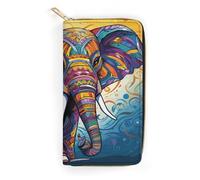 Colorful Elephant Long Wallet with Zip Rodeo Wallet Credit Card Holder Mini Purse Passport Bag for Men Women