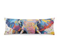 Colorful Elephant Painting Body Pillow Pillowcase 20"x54" Lumbar Throw Pillow Covers with Hidden Zipper Breathable & Cozy Full Long Bodypillow Case Cover for Sleeping Bedroom Couch Sofa Decor