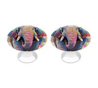 Colorful Elephant Painting Cabinet Knobs, 2-Pack Silver Stainless Steel Drawer Pulls with Screws, Elegant Hardware for Dressers, Kitchen,Cabinets & Desks