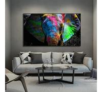 Colorful Elephant Paintings on Canvas Graffiti Art Giant Animals Posters and Prints Wall Art Pictures for Living Room Home Decor 80x160cm Frameless