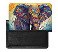 Colorful Elephant Passport Holder Cover Passport Cover Protector Essentials with Credit Card Slots Slim Travel Wallet Covers Documents Organizer Protector for Man&Women