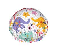 Colorful elephant Print Double Layers Shower Cap Bathing Shower Caps Ladies Men Shower Caps Salon Home Use