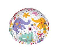 Colorful Elephant Print Shower Cap Reusable Bath Cap Double Layer Bath Hair Caps, Keeps Hair Dry, Fits All Head