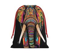 Colorful elephant -Print Soft Drawstring Gifts Bags Pouches For Wedding Favors & Party Events, Bulk Storage (Multi-Use) S Size