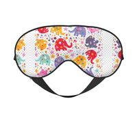 Colorful Elephant Print Soft Eye Mask for Women Men Comfortable with Adjustable Strap for Travel Yoga Nap Shift Work