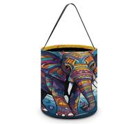 Colorful Elephant Printing Candy Basket Halloween Trick Or Treat Bags Gift Bucket For Halloween Party Or Daily Supplies, Style, One Size