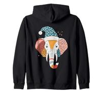 Colorful Elephant Santa Hat Christmas Fun Zip Hoodie