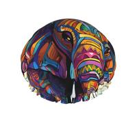 Colorful Elephant Shower Cap Reusable Waterproof Shower Bonnet for Women Men Elastic Band Bath Hair Hat Double Layered Washable Bath Cap for All Hairstyles, Travel-Friendly