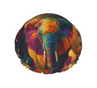 Colorful Elephant Shower Cap Waterproof Reusable Double Elastic Daily Bath L