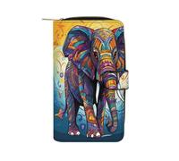 Colorful Elephant Wallet Multifunctional Leather Wallets for Men Compact Long Wallet Credit Card Holder Passport Bag